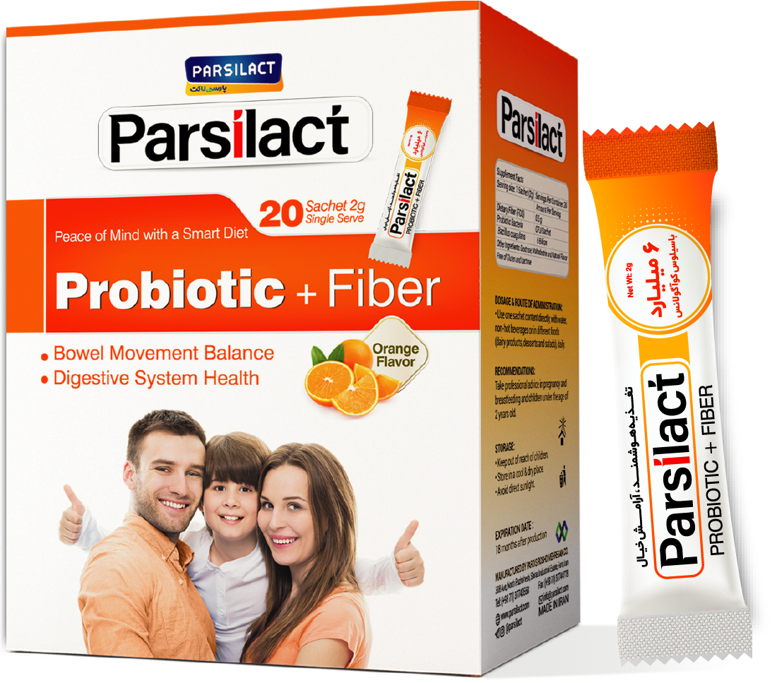 ساشه فیبر + پروبیوتیک پارسی لاکت با طعم پرتقال