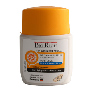 ضد آفتاب رنگی بایوریچ مدل Sunrich با SPF50 مناسب پوست نرمال و خشک بژ روشن حجم 50 میلی لیتر