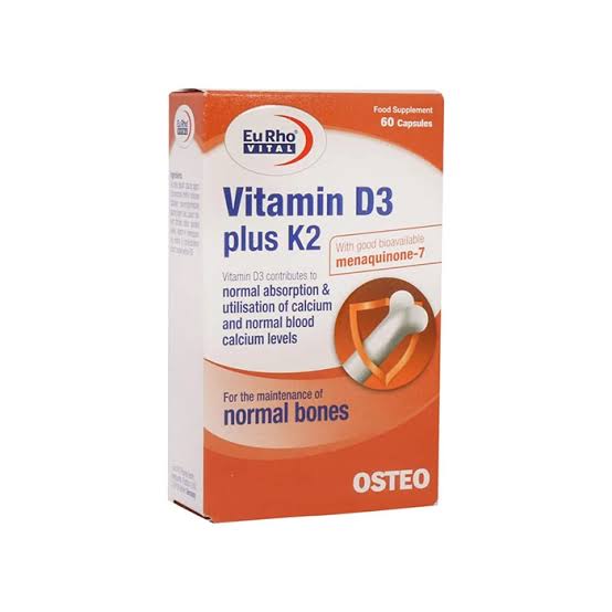 کپسول ویتامین D3 1000 پلاس K2 یوروویتال 60 عددی